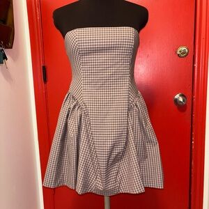 NWT ZARA Strapless Plaid Checkered Dress